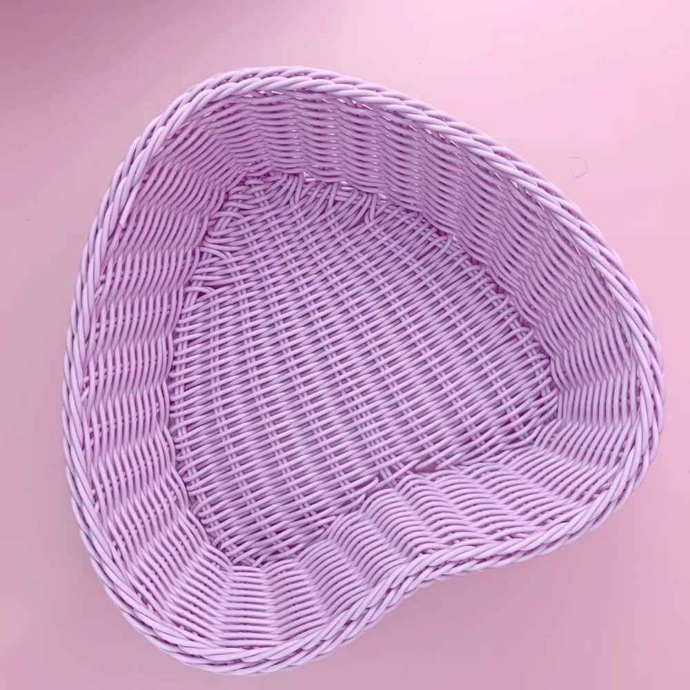 Pink Sweet Color Basket Plastic Fruit Storage Basket Durable Sundries Organizer  Debris