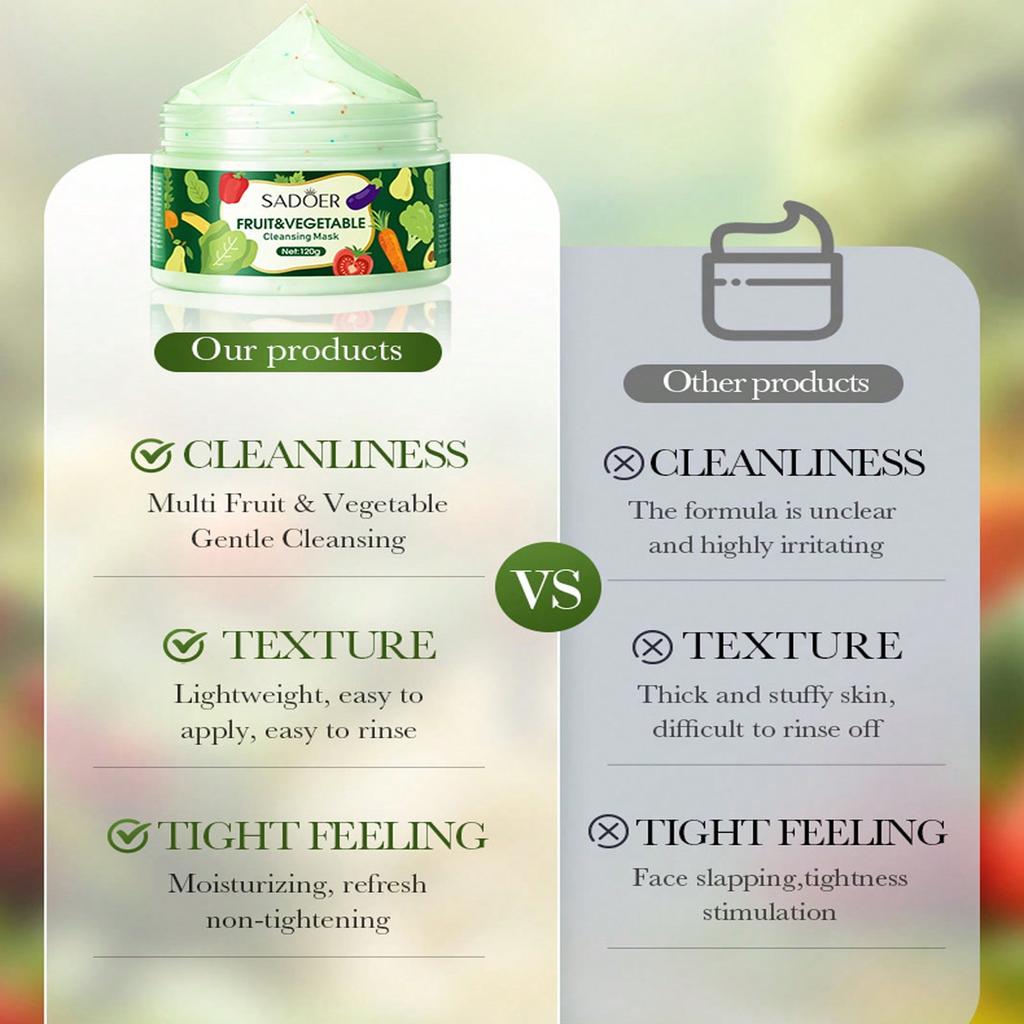 1pc 120g Fruit And Vegetable Cleaning Facial Mask, Deep Cleaning Pores, Facial Mud Film, Many Fruits