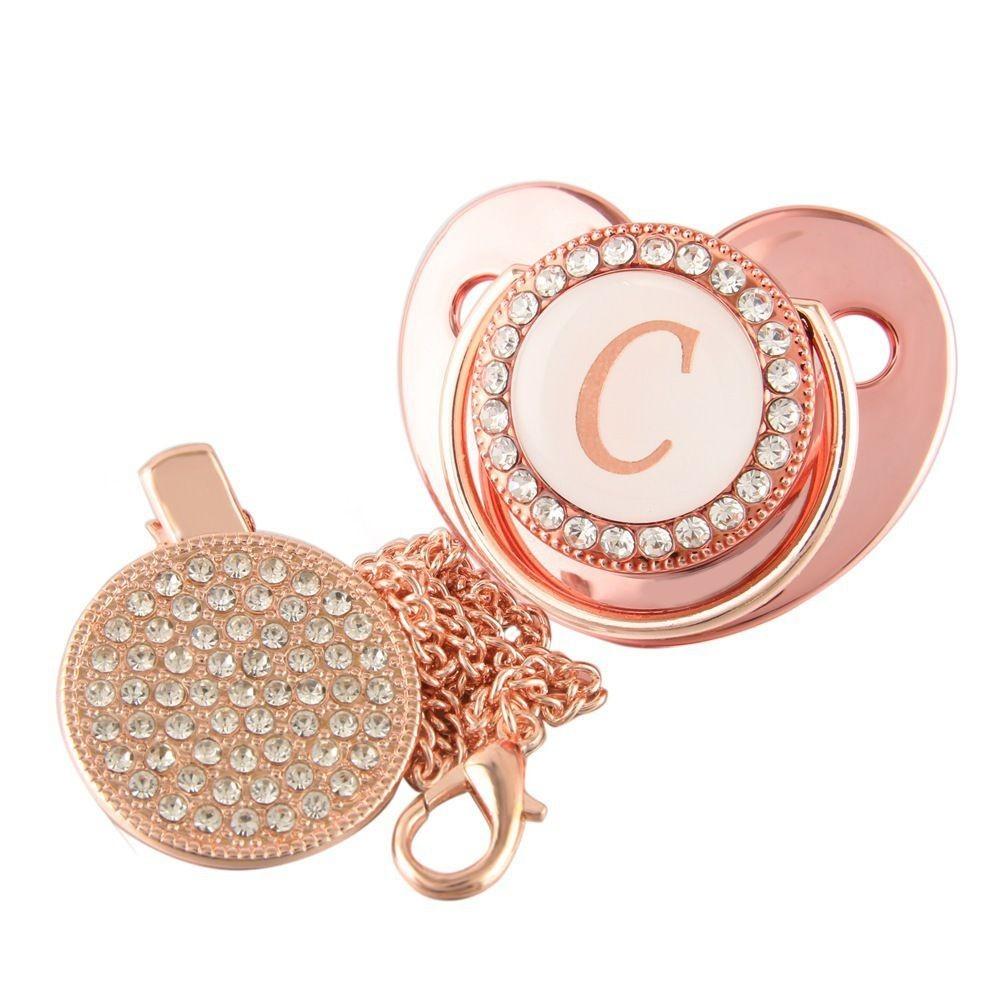 Stunning Crystal Rhinestone Baby Soothers And Pacifier Clips Bpa-free Silicone