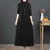 Vestido de Punto Otoño e Invierno Cuello Medio Alto Suelto Por Encima de la Rodilla Línea A Falda Suéter Suéter Largo Camisa de Fondo para Mujer