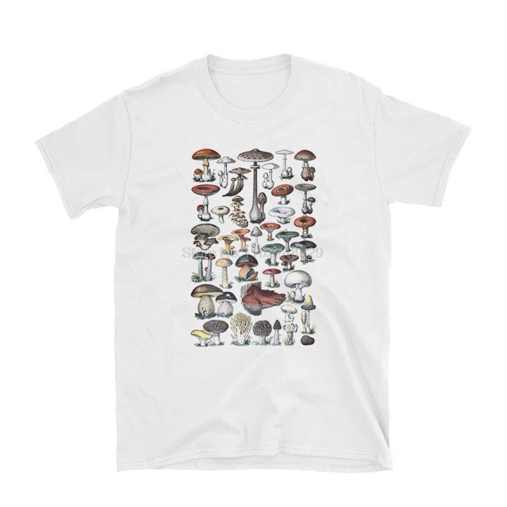 Vintage Fashion Mushroom Print Oversized T Shirt Egirl Grunge Aesthetic Streetwear Graphic Tees Women Tshirt Cute Tops