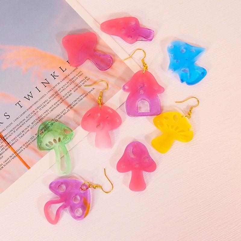 Crystal Resin Silicone Mold Geometric Mushroom Cloud Shaped Pendant Molds for Earrings Listing Ornament Making Charm DIY