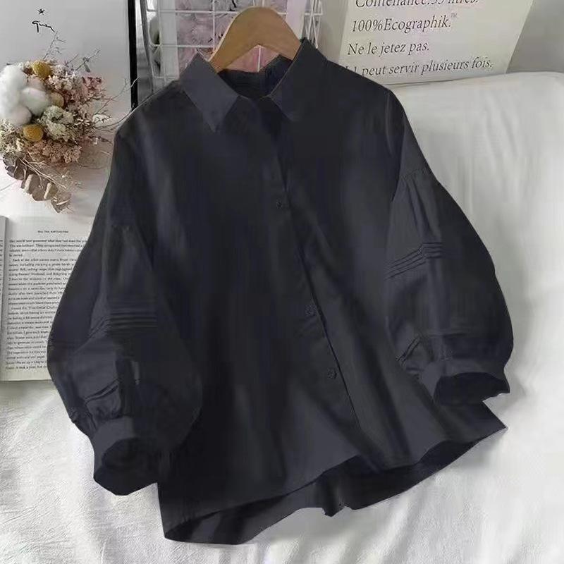 Shirts Women White Turn Down Collar Preppy Chic Korean Fashion Simple Summer Blouse