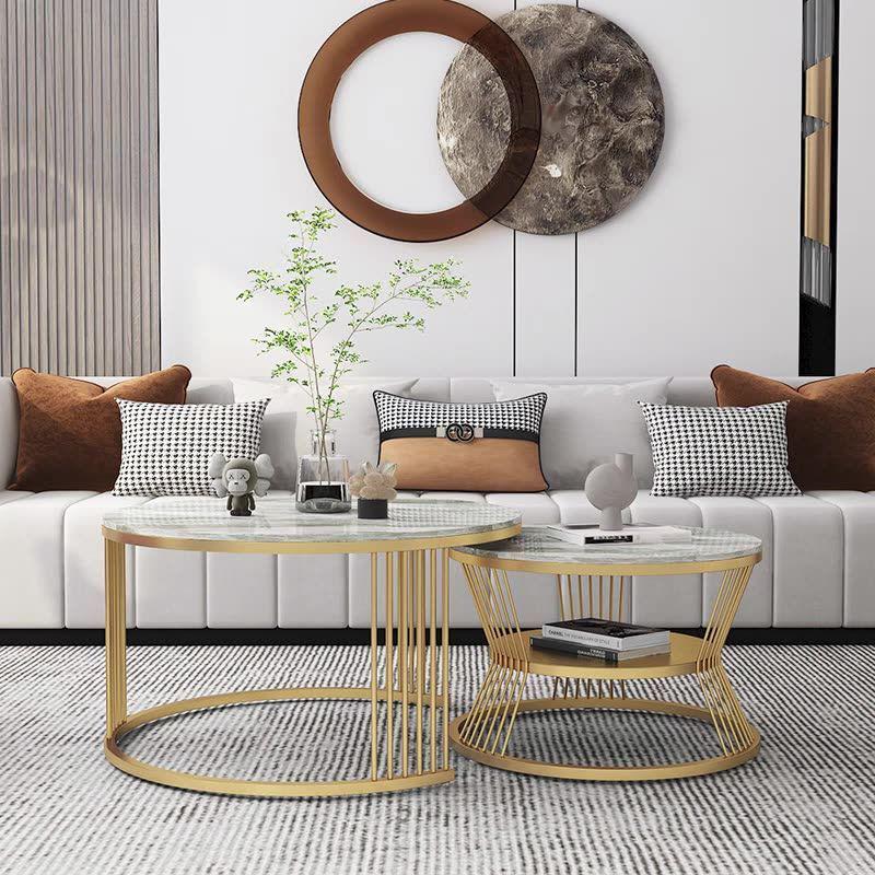 Nordic Light Luxury Round Sintered Stone Coffee Table for Modern Living Rooms