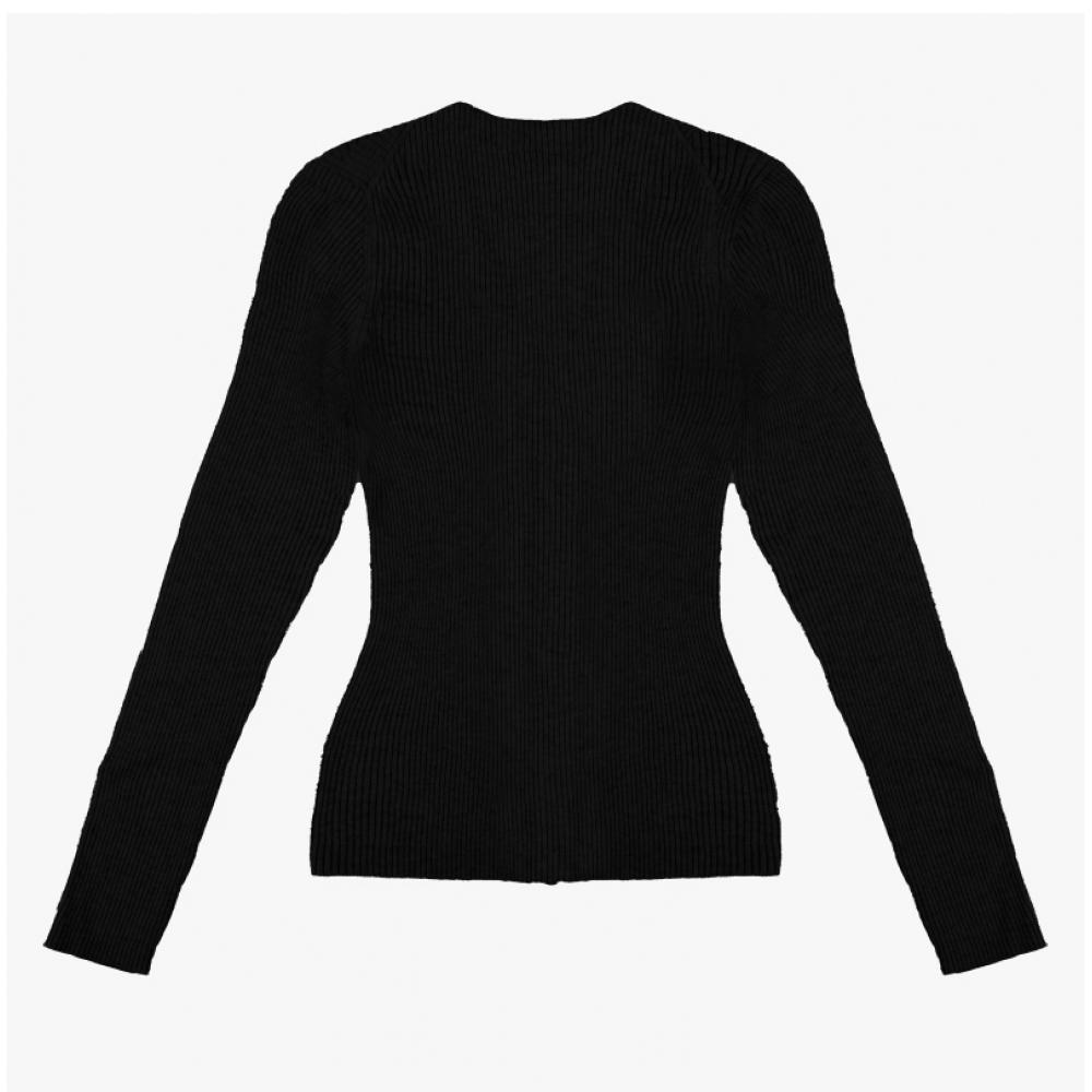 MaiSon KitSune Nw00507kt1091 P199 Baby Fox Patch Rib V Neck Women S Cardigan