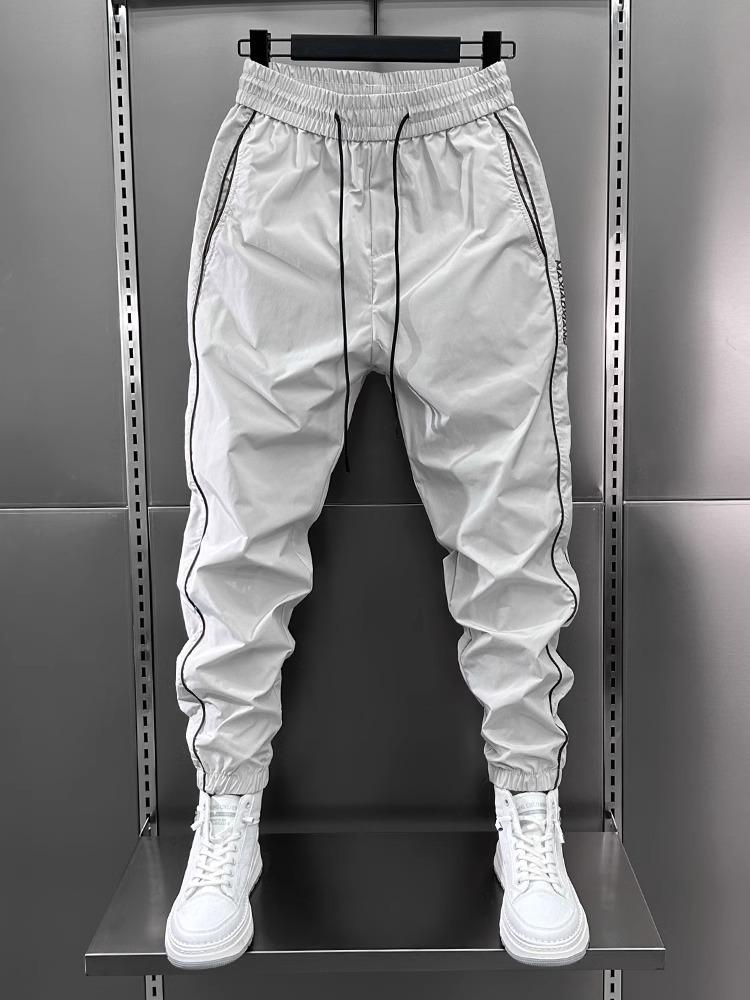 Summer Quick-Dry Breathable Harem Pants with Side Stripes and Cuffs