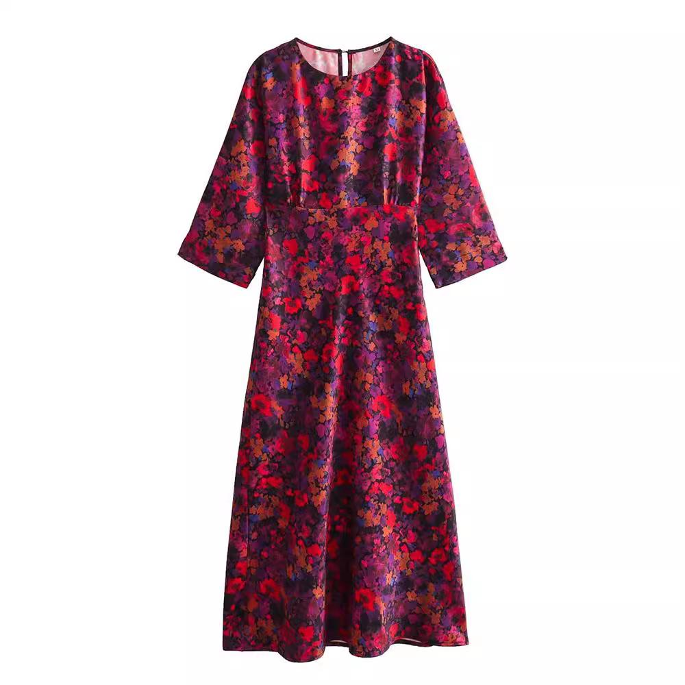 

Европа и Соединенные Штаты женщины этнический ветер ретро печать атлас текстура лабиринт юбка пакет бедра драпировка длинная юбка женщины XS коричневый