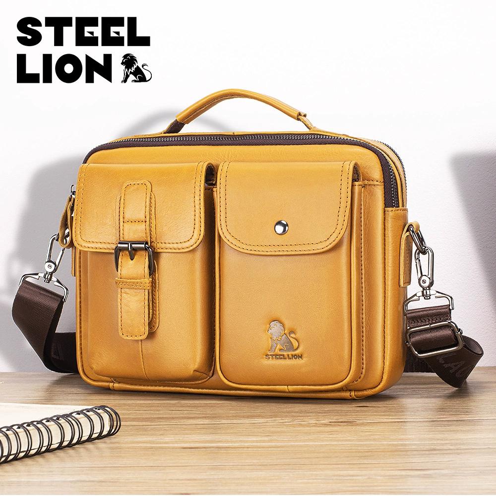 LAOSHIZI Genuine Leather Men's Shoulder Bag Vintage Male Messenger Bags Men Business Crossbody Bag