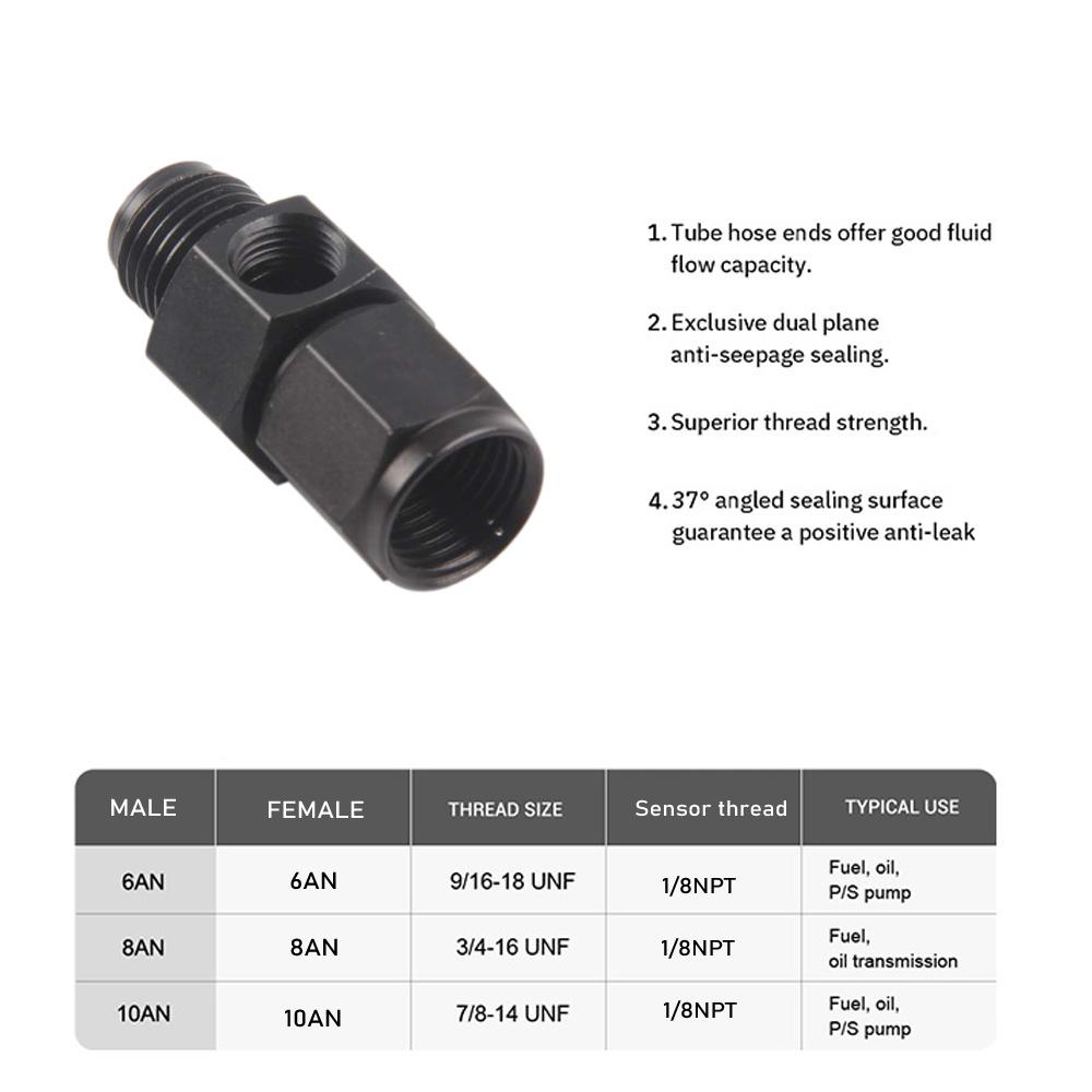 New AN4 6 8 10AN Male to Female 1/8 NPT Gauge Sensor Side Port Adapter Oil Fuel Fitting Hose End adapter car Pressure Regulators 5