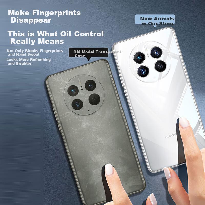 Phone Case for Huawei Mate50Pro, Mate50pro Shockproof, Anti-Fingerprint, Ultra-Thin, Full Coverage, Bare Phone Lens Protection, Fully Transparent