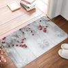 Christmas Entry Mat Burgundy Golden Light Snowflake Bokeh Print Durable Rug For Front Door Hallway Bedroom Home Decor