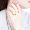 Gold Plated Dragon Scale Clover Ring: Women's Elegant Honeycomb Surface Open Finger Ring, Inspired by Xiaohongshu Style.