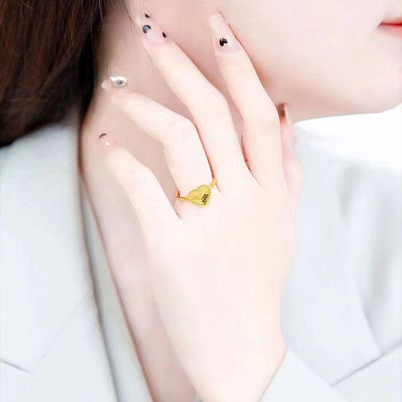 Gold Plated Dragon Scale Clover Ring: Women's Elegant Honeycomb Surface Open Finger Ring, Inspired by Xiaohongshu Style.