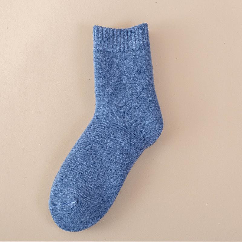5 Pairs of Female Autumn and Winter New Pure Color Thickened Warm Rabbit Wool Tube Socks