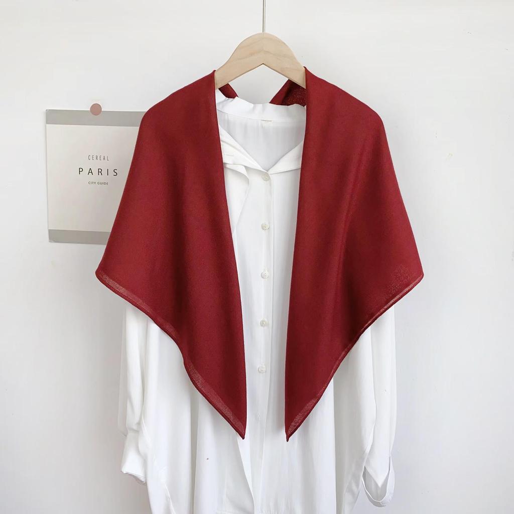 Ethnic Style Solid Color Silk and Cotton-Linen Scarf for Women - Versatile Summer Shawl for Air-Conditioned Rooms