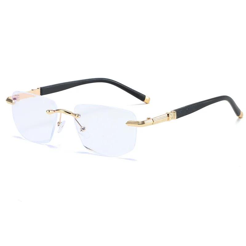 Ultra Light Frameless Diamond Cutting Reading Glasses Anti Blue Light Presbyopia Glasses for Women Men Fashion Sun Shading