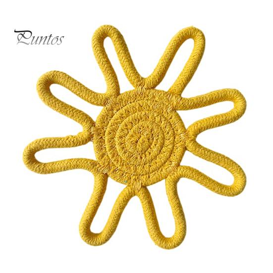Sous-verre Style Nordique Tournesol Corde de Coton Sous-verre, Tapis Isolant Thermique Fait Main pour Tasse Antidérapante Table, Set de Table Pots Et Tasses Tissé