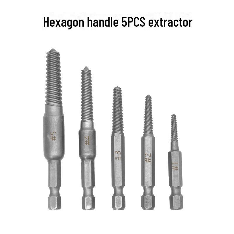 

Набор экстракторов для винтов с шестигранной ручкой для сломанных головок, сорванной резьбы и проводов. 6 шт. для электрического съемника.