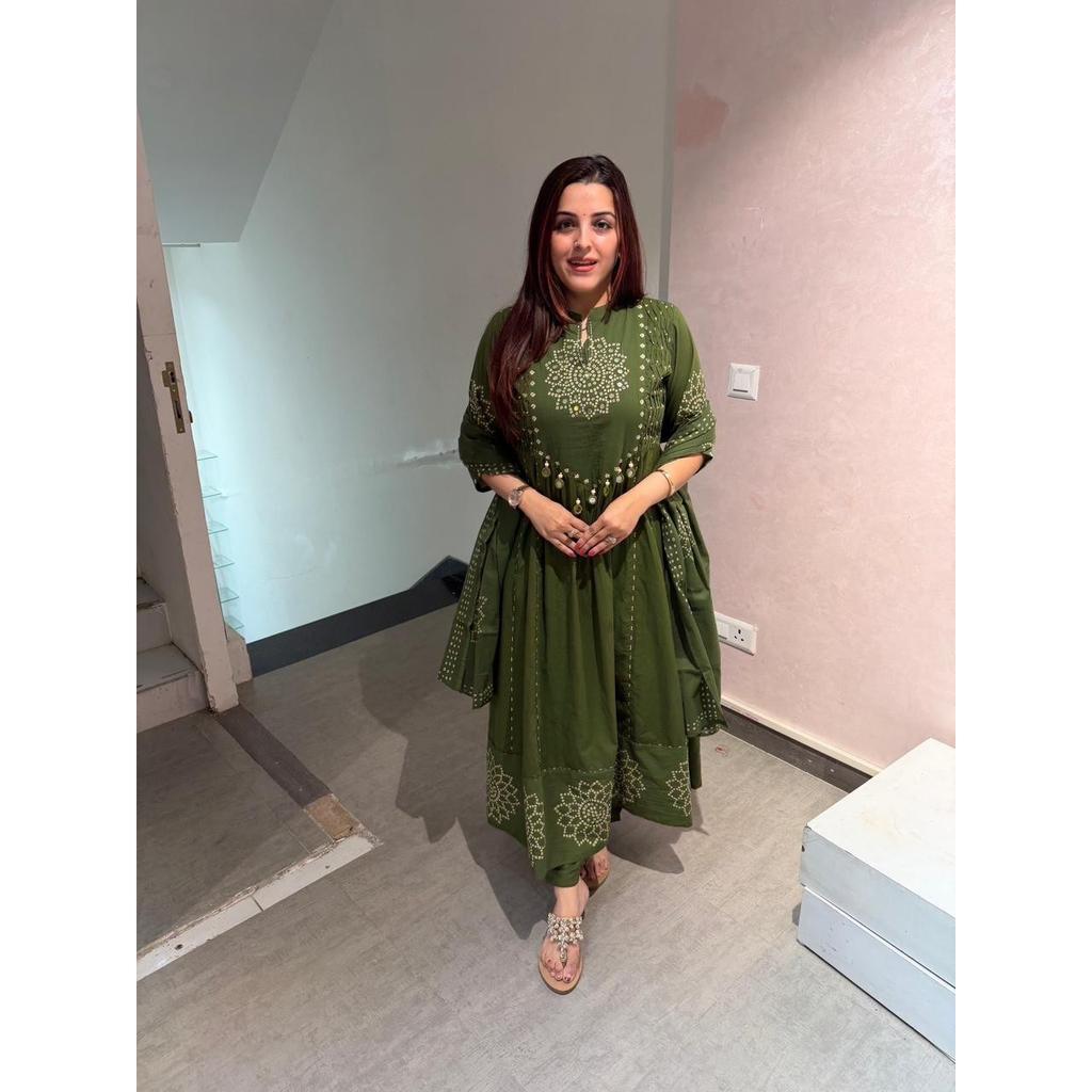 Bawełniany zestaw Kurti Pant Dupatta na imprezę Indyjski Projektant Etniczny Salwar Kameez