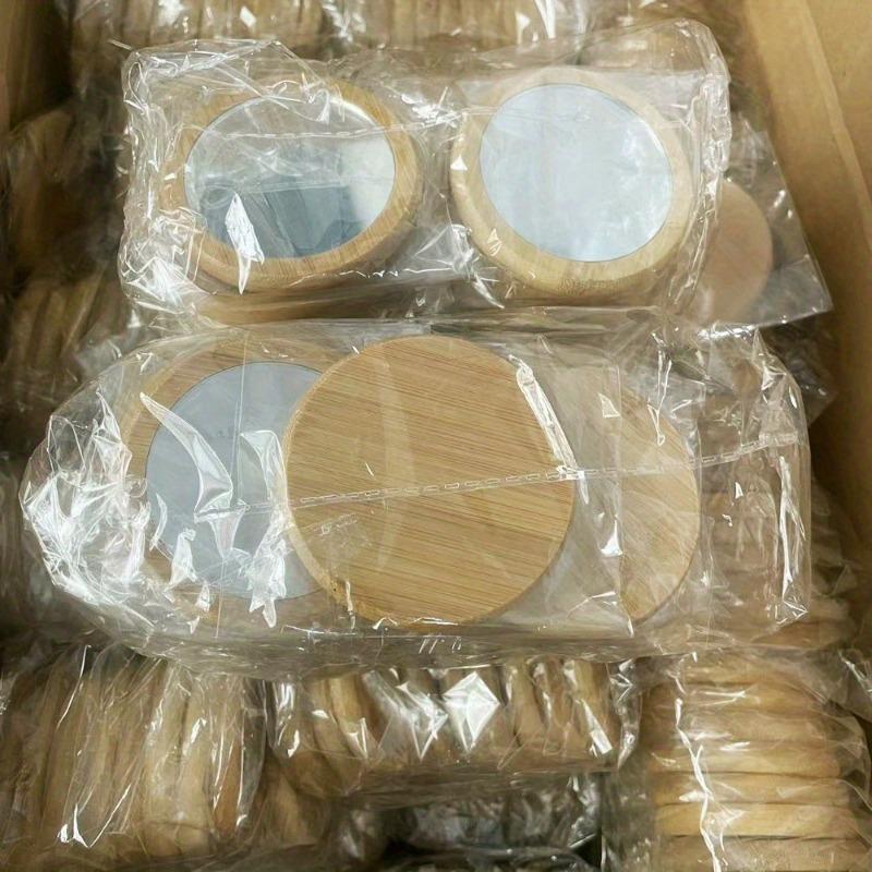 4er-Pack DIY Bambus und Holz Kosmetikspiegel Party Hochzeit Kleines Geschenk für Gäste Holz Runder Spiegel Geschenk