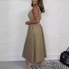Robe Mi-longue Femme Col Rond Sans Manches Taille Empire Couleur Unie Taille Haute Robe Décontractée