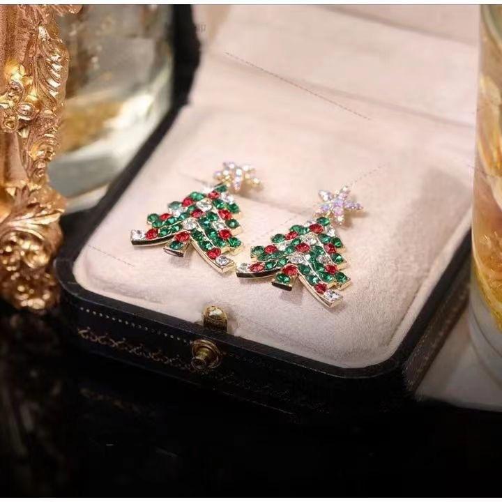 Colorful Christmas Earrings Earrings Simple Sweet Cutout Long Christmas Series Star Earrings