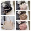 Korean Style Plush Square Crossbody Bag Solid Color Small Phone Bag  Outdoor