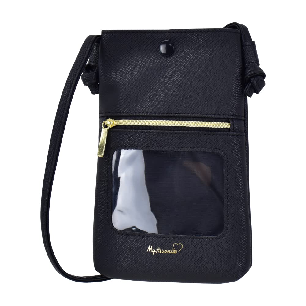 

Mini Shoulder Bag, Synthetic Leather with Clear Window, SCP-30659, Black