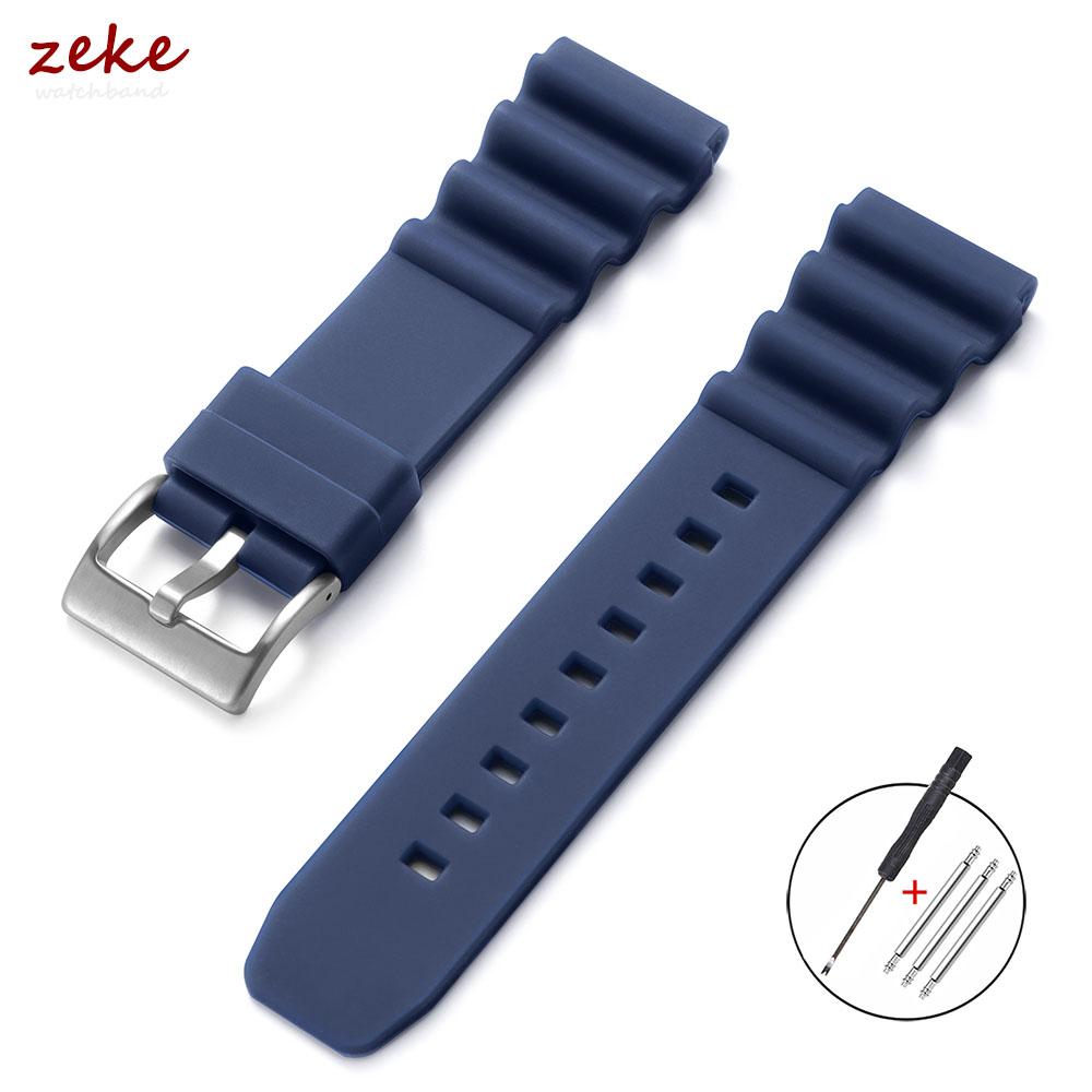 Soft Silicone Rubber Watch Strap 20mm 22mm Men Women Sport Waterproof Breathable Wrist Band Pin Buckle Bracelet for Seiko SKX007