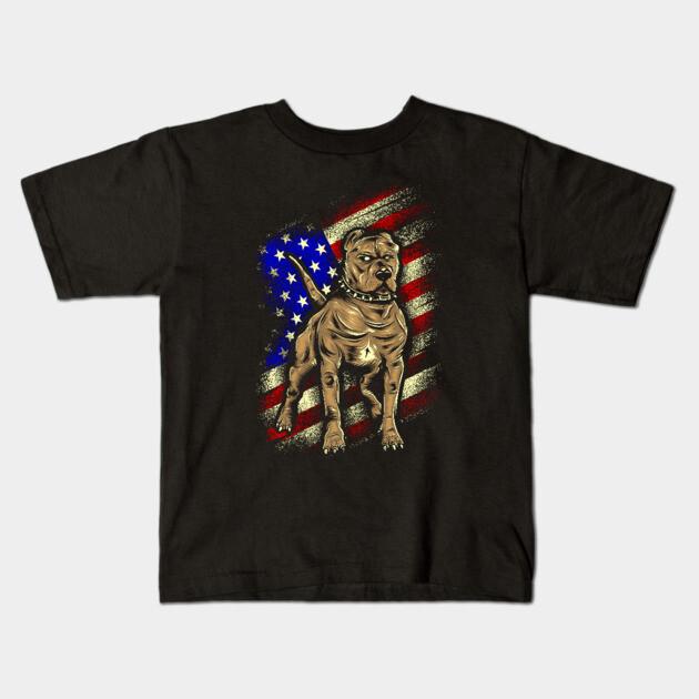 Boys Girls Soft Cotton Graphic Tees American Pitbull Terrier Breathable Daily School Wear Kids T-Shirts