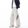Mark Fairwhale Men's American Retro Striped Loose Straight-Leg Sweatpants