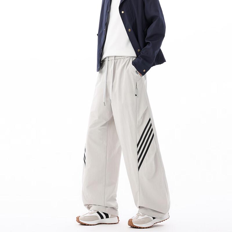 Mark Fairwhale Men's American Retro Striped Loose Straight-Leg Sweatpants