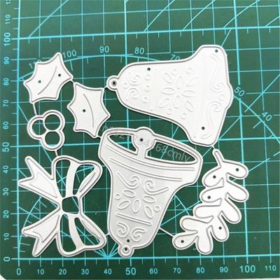 Matrices de Découpe et Pochoir à Gaufrage Cloches de Noël et Nœud pour Scrapbooking DIY 6XDE