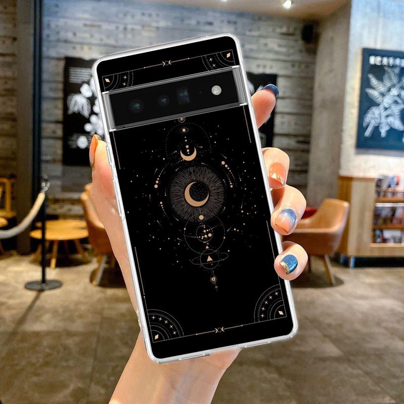 Phone Case For Google Pixel 9 8 7 6 9A 8A 7A 6A 5 4 5A 4A 3A Pro XL Soft TPU Transparent Cover Starlit sky planet space art