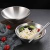 Double Layer Japanese Ramen Bowl Stainless Steel Anti-Scalding Instant Noodles Salad Food Bowls for Restaurant Kitchen Tableware