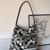 Spring and Summer Embroidered Flower Shoulder Tote Bag Spring and Summer Versatile Simple Women's Bag