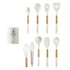 10/13 PCS Silicone Kitchen Cookware High Temperature Resistant Non-Stick Wooden Handle Spatula Baking Tools Cookware Set