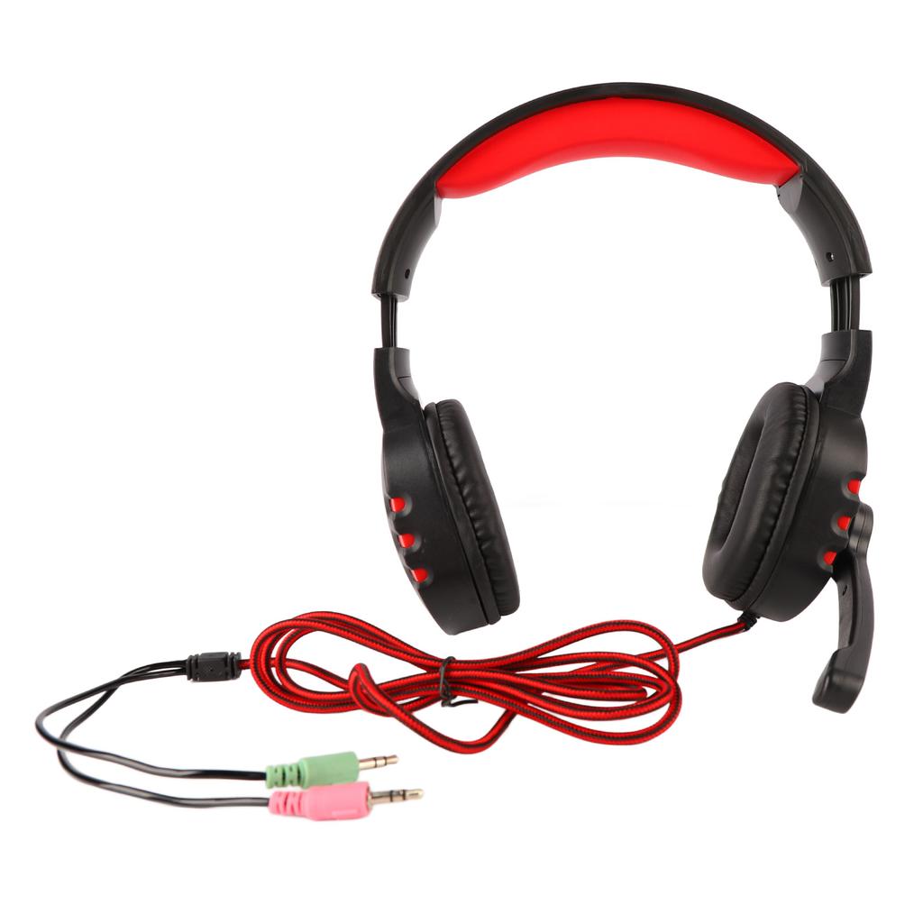 Wired Headphone Noise Canceling Adjustable Headband Over Ear Gaming Headset with Mic for Laptop PC