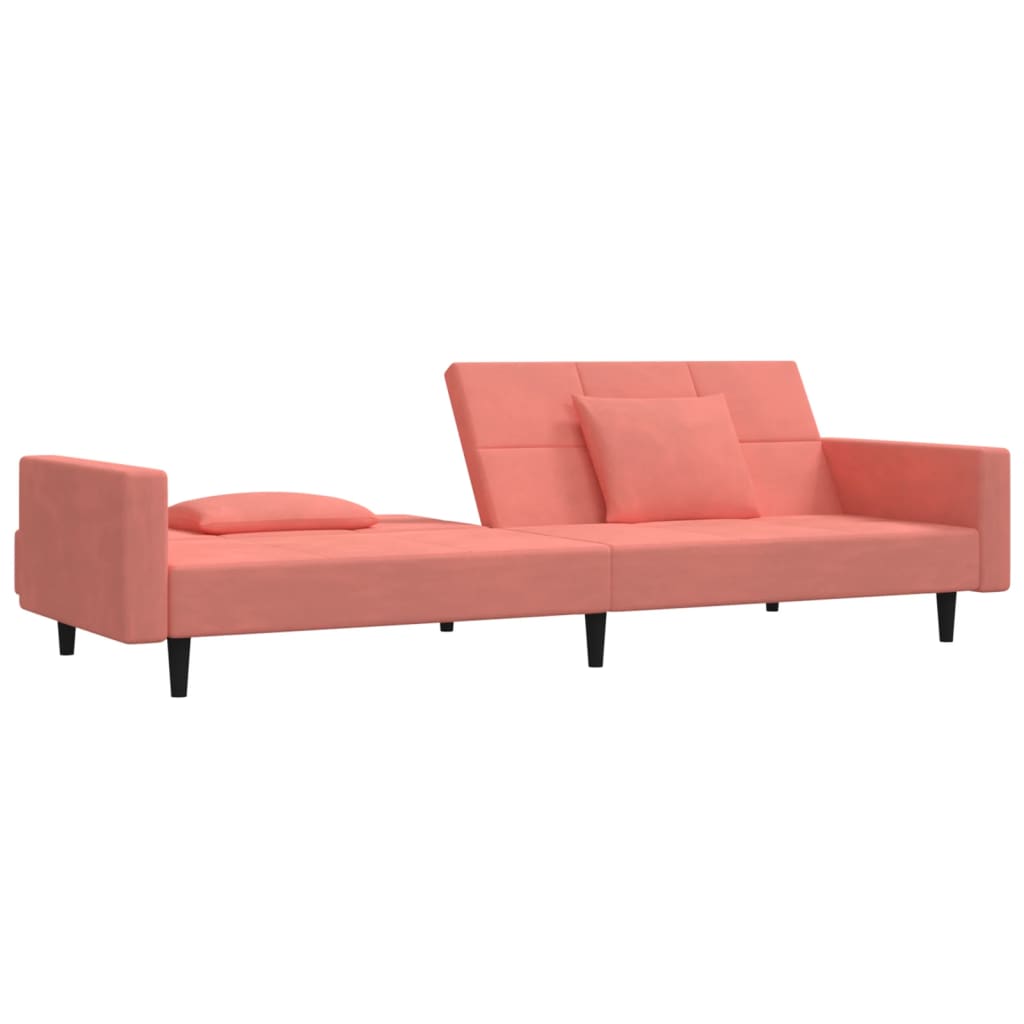 2 Seater Sofa Bed with 2 Pillows Pink Velvet