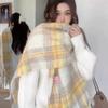 Winter Vintage Plaid Scarf Thick Warm Fuzzy Neck Warmer Unisex