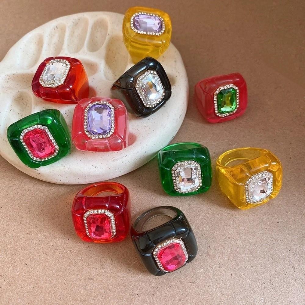 Y2K Klassieke Geometrische Ring Overdreven Grote Koepel Eenvoudige Ring Acryl Hars Ring Sieraden Cadeaus