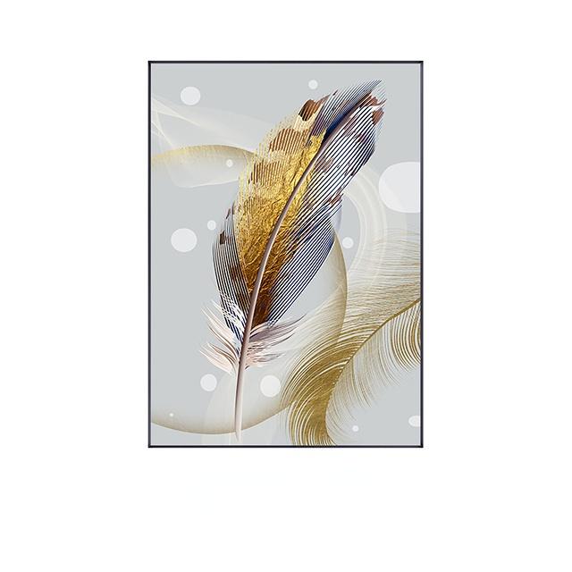Abstract Gold Foil Feather Canvas Paintings Nordic Wall Art Posters and Prints Modern Living Room Bedroom Decoration Pictures