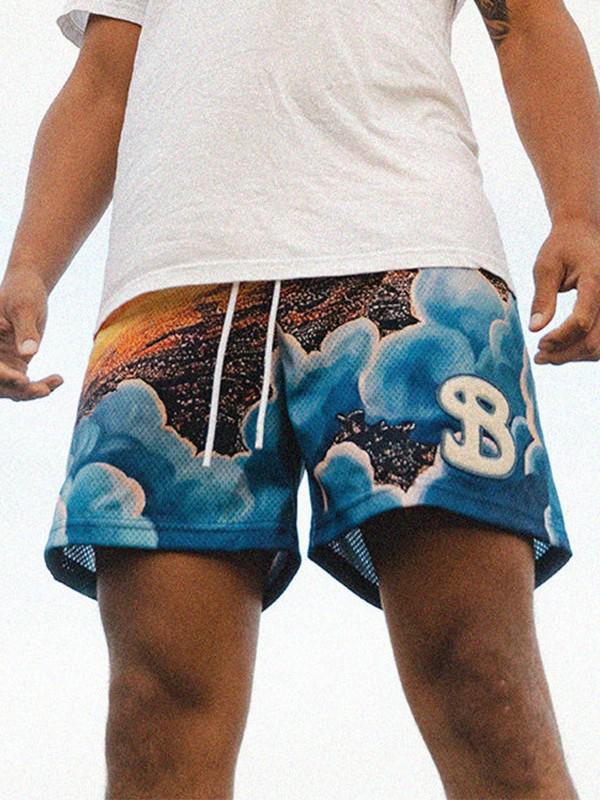 Trendy Brand Men's Quick-Dry Mesh Shorts - American Summer Style for Outdoor Sports & Beach