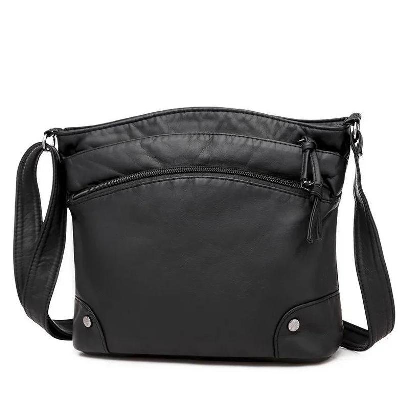 Women's Crossbody Bag Soft Leather New Women's Retro Large Capacity Multi Compartment Single Shoulder Bag Multi Pocket