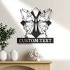 Modern Handcrafted Geometric Butterfly Metal Sign, Exquisitely Personalized Custom Text Durable Indoor Outdoor Wall Decor