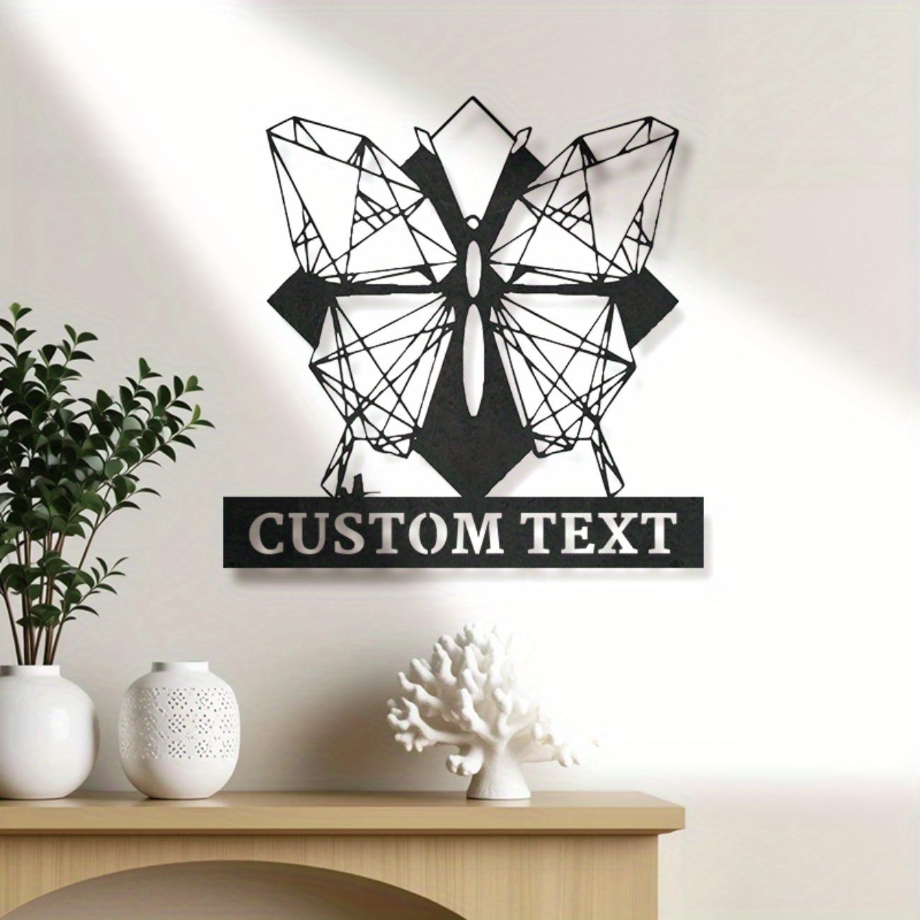 

Modern Handcrafted Geometric Butterfly Metal Sign, Exquisitely Personalized Custom Text Durable Indoor Outdoor Wall Decor S чёрный