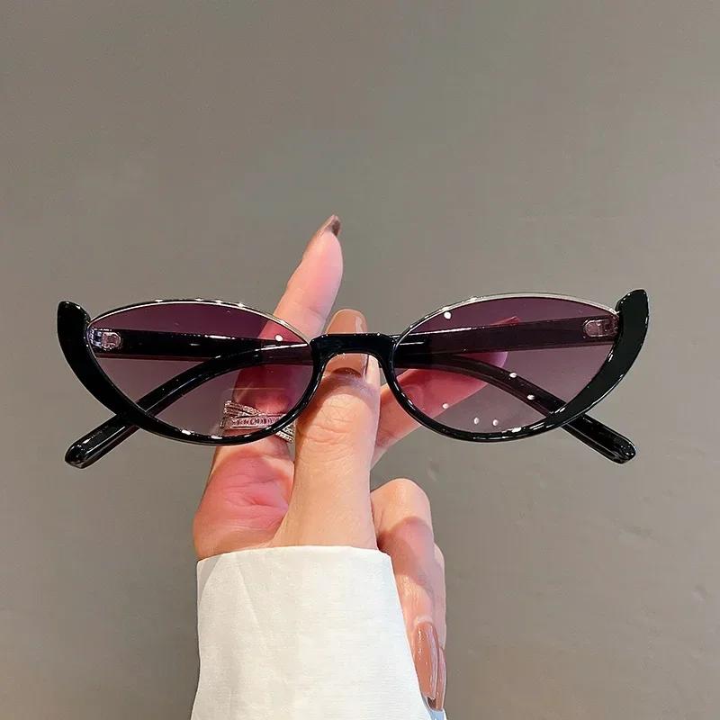 

Y2K for Women s Vintage Retro Half Framed Sunglasses Custom Style Cat s Eye Small Sunglasses Fashionable Hip-hop Outdoor Use Uv400 Sunglasses as picture
