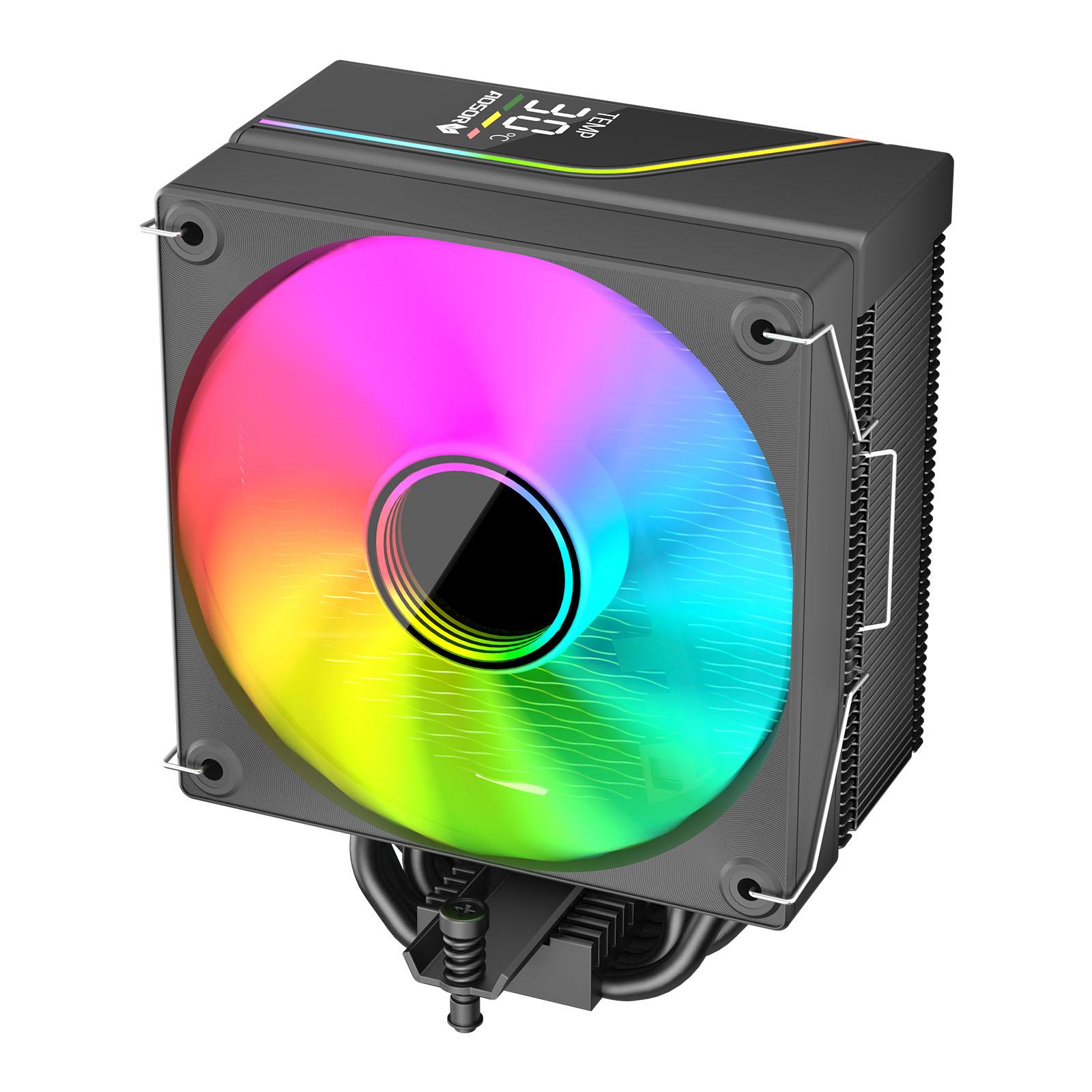 

Digital Display CPU Cooler Multi-Platform Heatpipes Air Radiator 6 Copper Pipe Air Cooler PC Processor Heatsink Coolers 1Pcs&RGB Fan чорний
