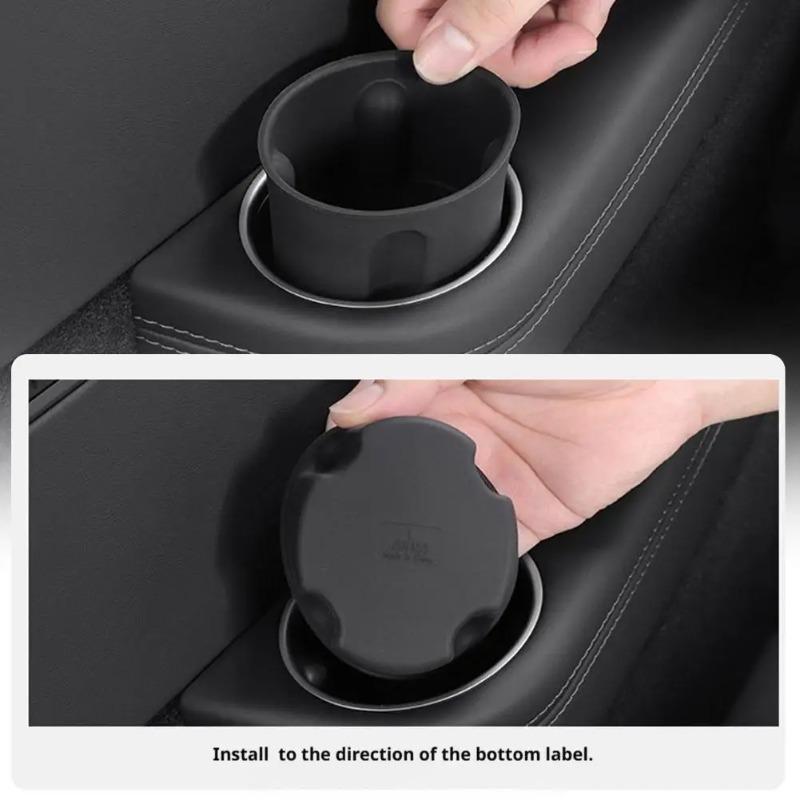 For Tesla Model Y L 2026 Silicone Three Drain Cup Covers Car Beverage Holder Storage Compartment Car Sticker Car Decoration