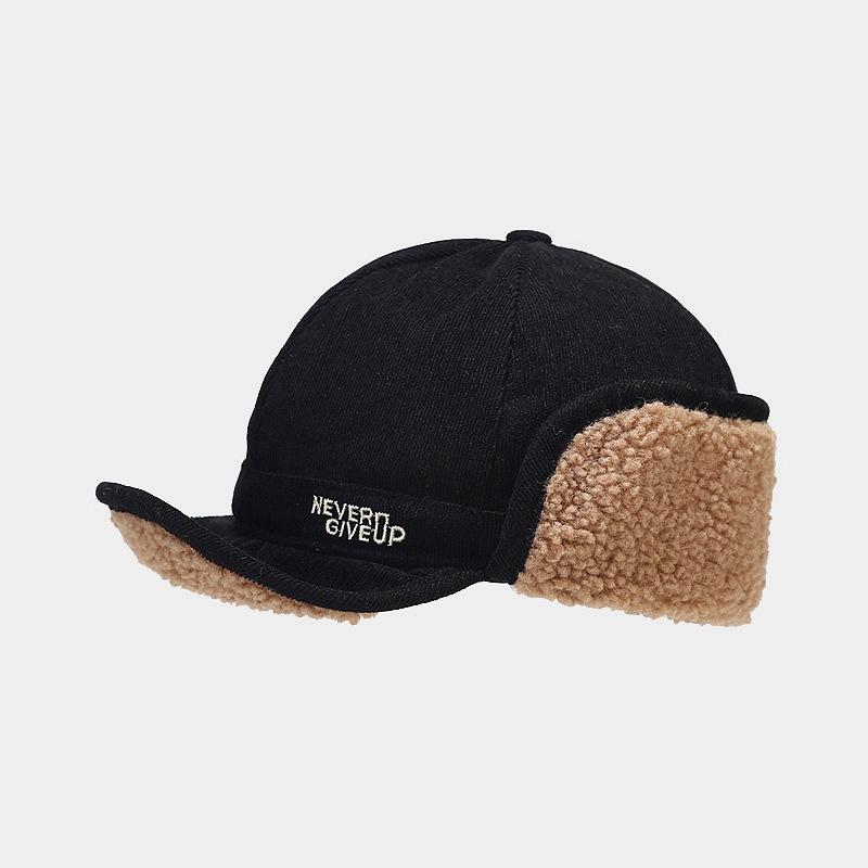 Corduroy Thickened Warm Cap Ear Protector Octagonal Hat Men and Women Winter Outdoor